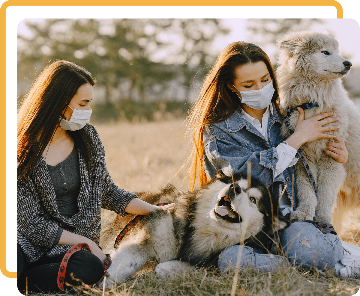Man with dog in kitchen