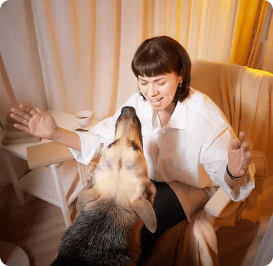 Woman with happy dog
